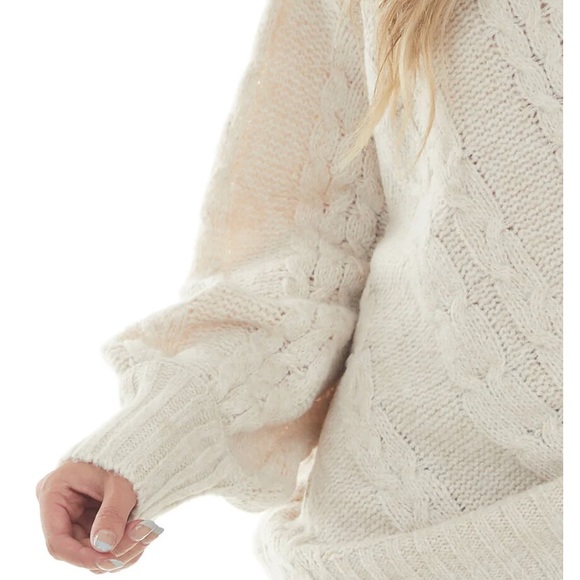 Bibi desert sand one shoulder cable knit sweater. NWOT . Retail 59 - Picture 6 of 7